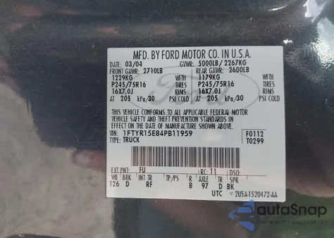 2004 Ford Ranger Xlt from USA, damaged, VIN 1FTYR15E84PB11959